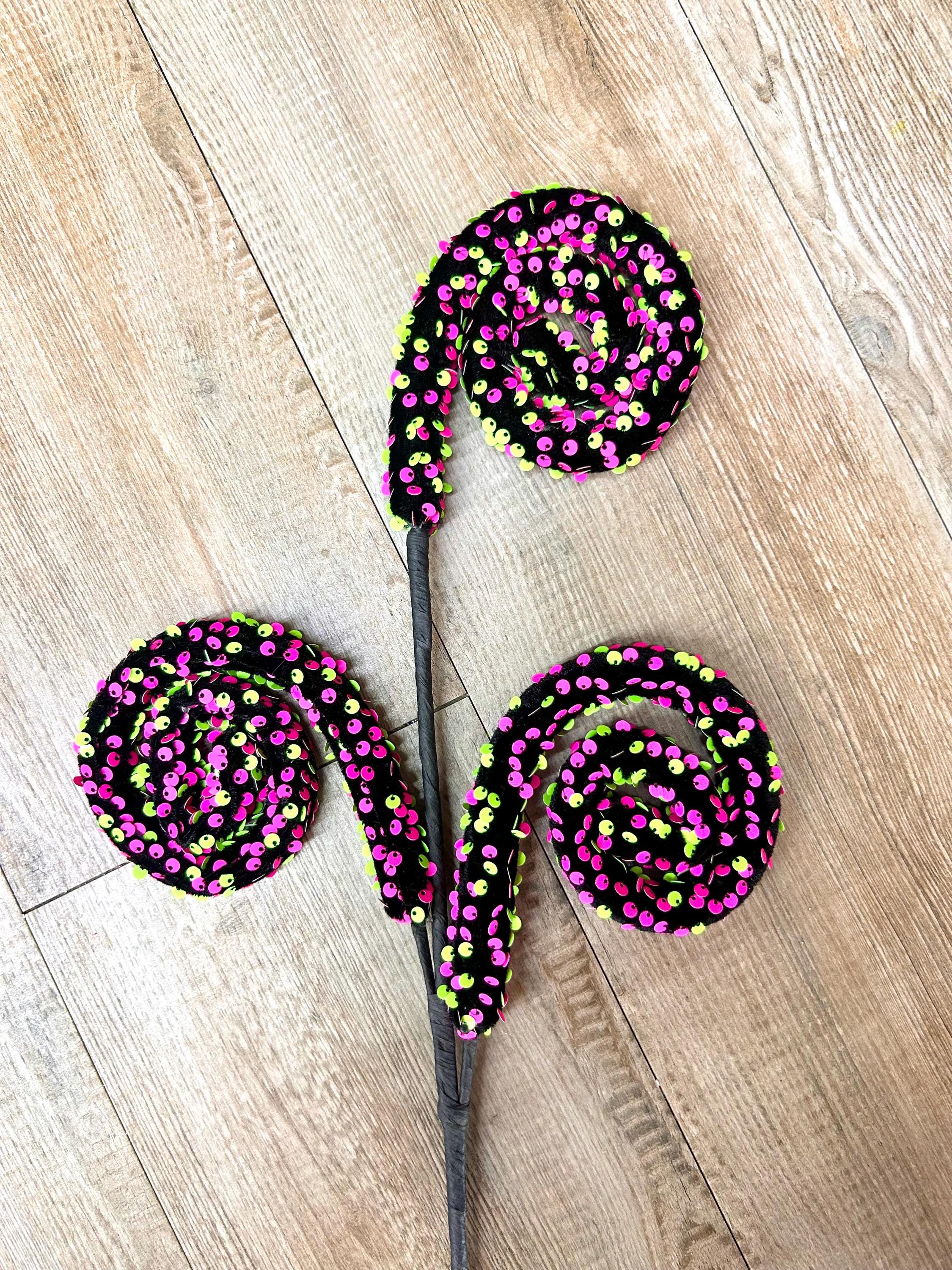 Neon Sequin Curly Spray - Pink Green Black