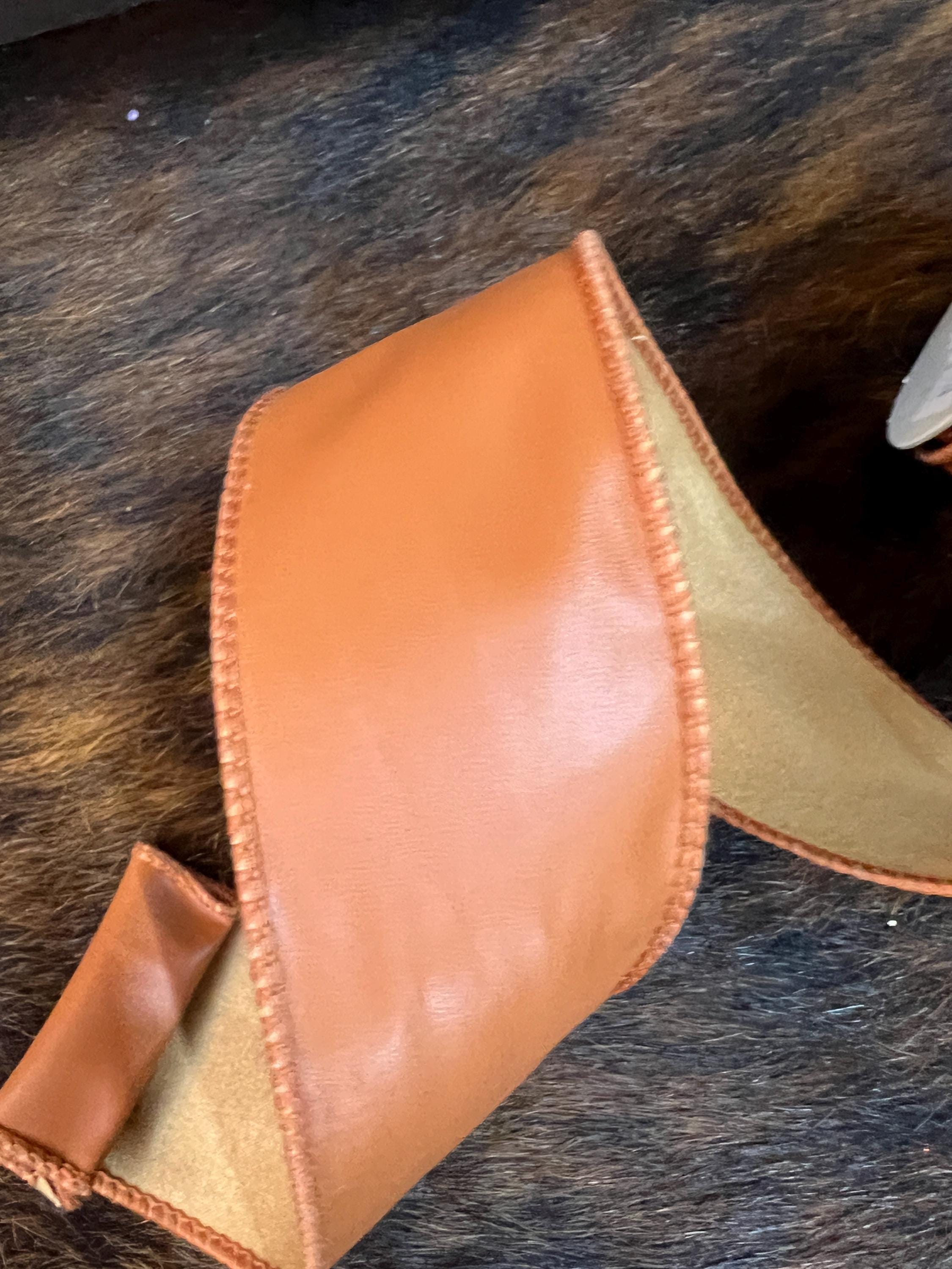 2.5 inch Faux Leather Wired Ribbon