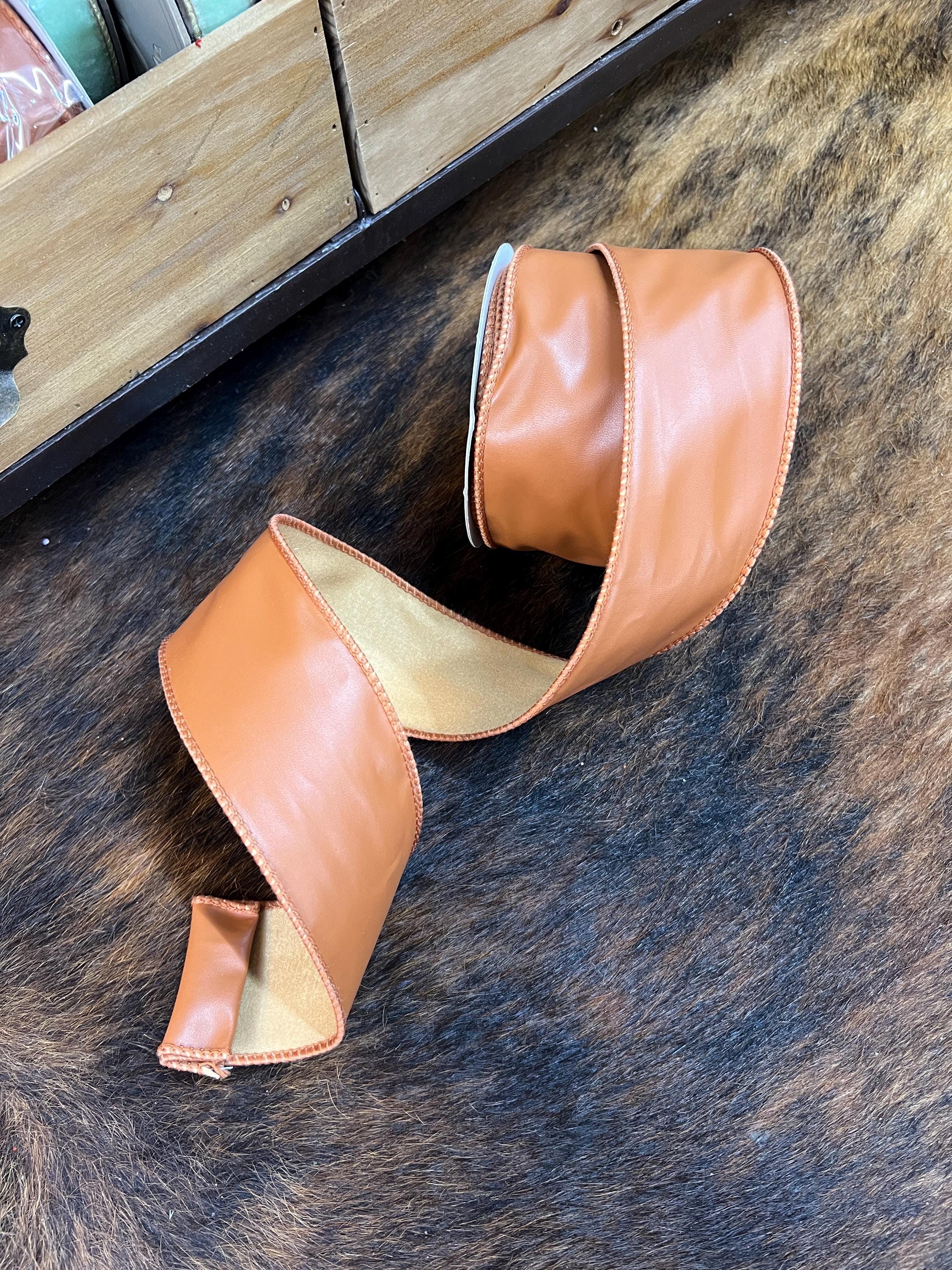 2.5 inch Faux Leather Wired Ribbon