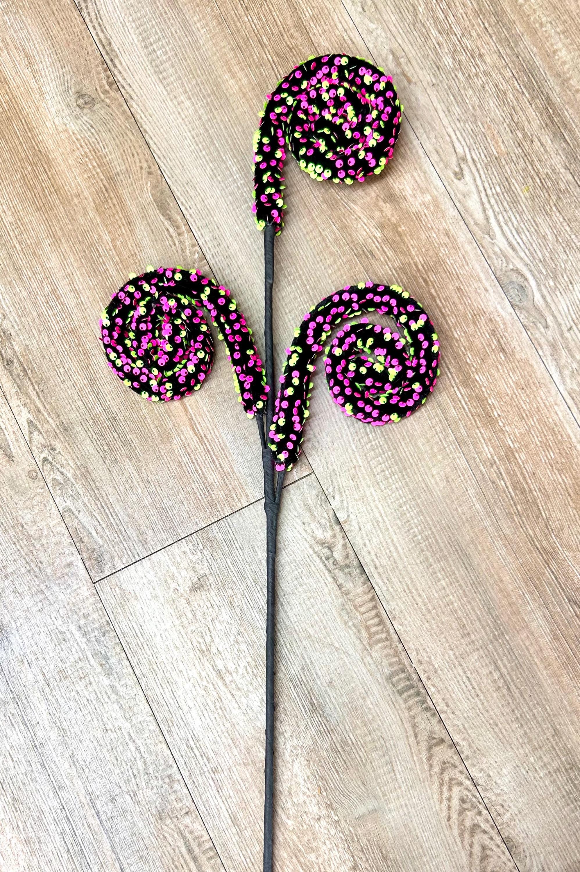 Neon Sequin Curly Spray - Pink Green Black