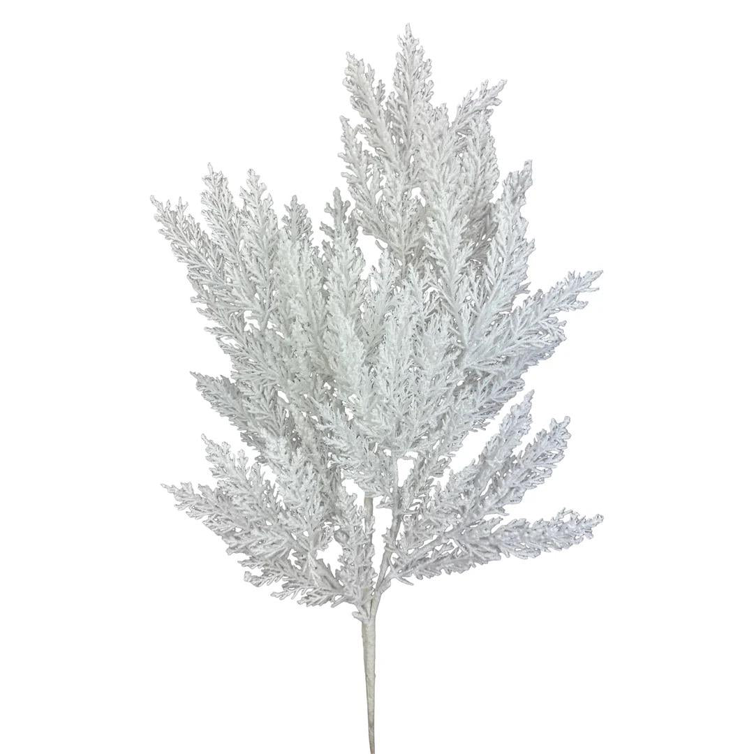 White Flocked Cedar Spray - 30 inches