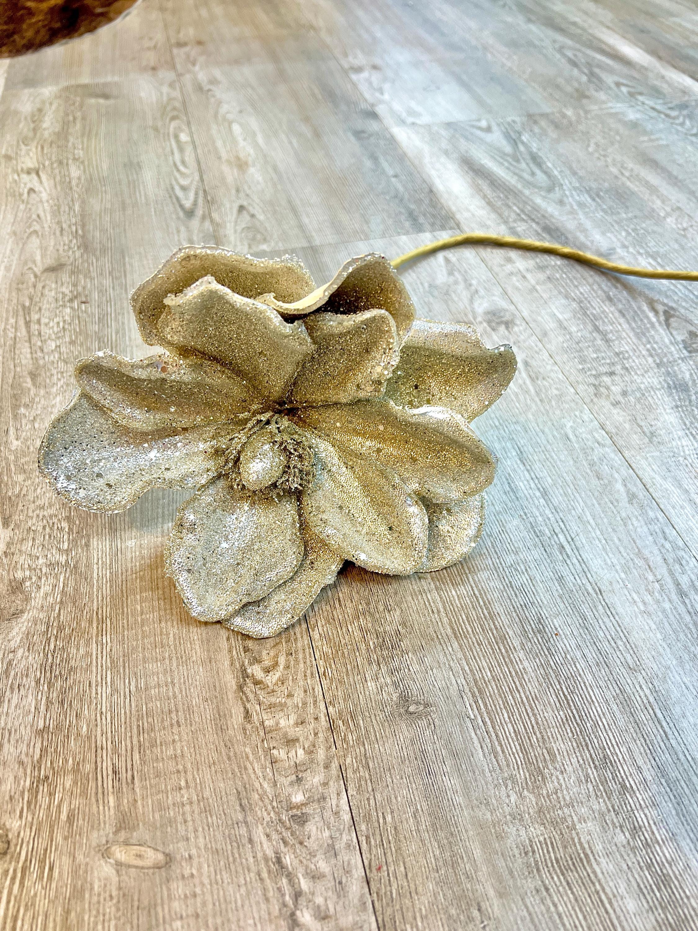 Micro Beaded Champagne Gold Magnolia Stem - 24inch