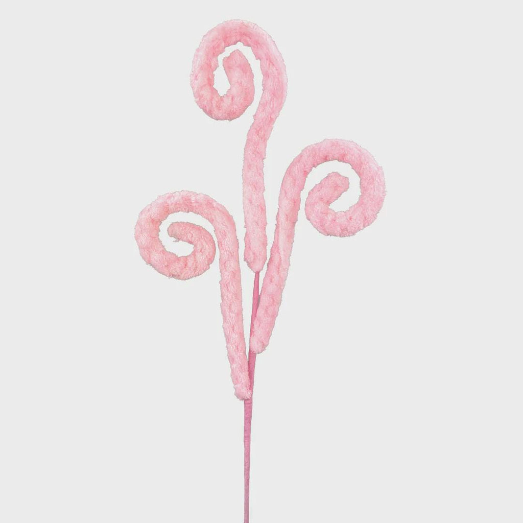 Fuzzy Pink Spiral Curly Spray - 28 inch