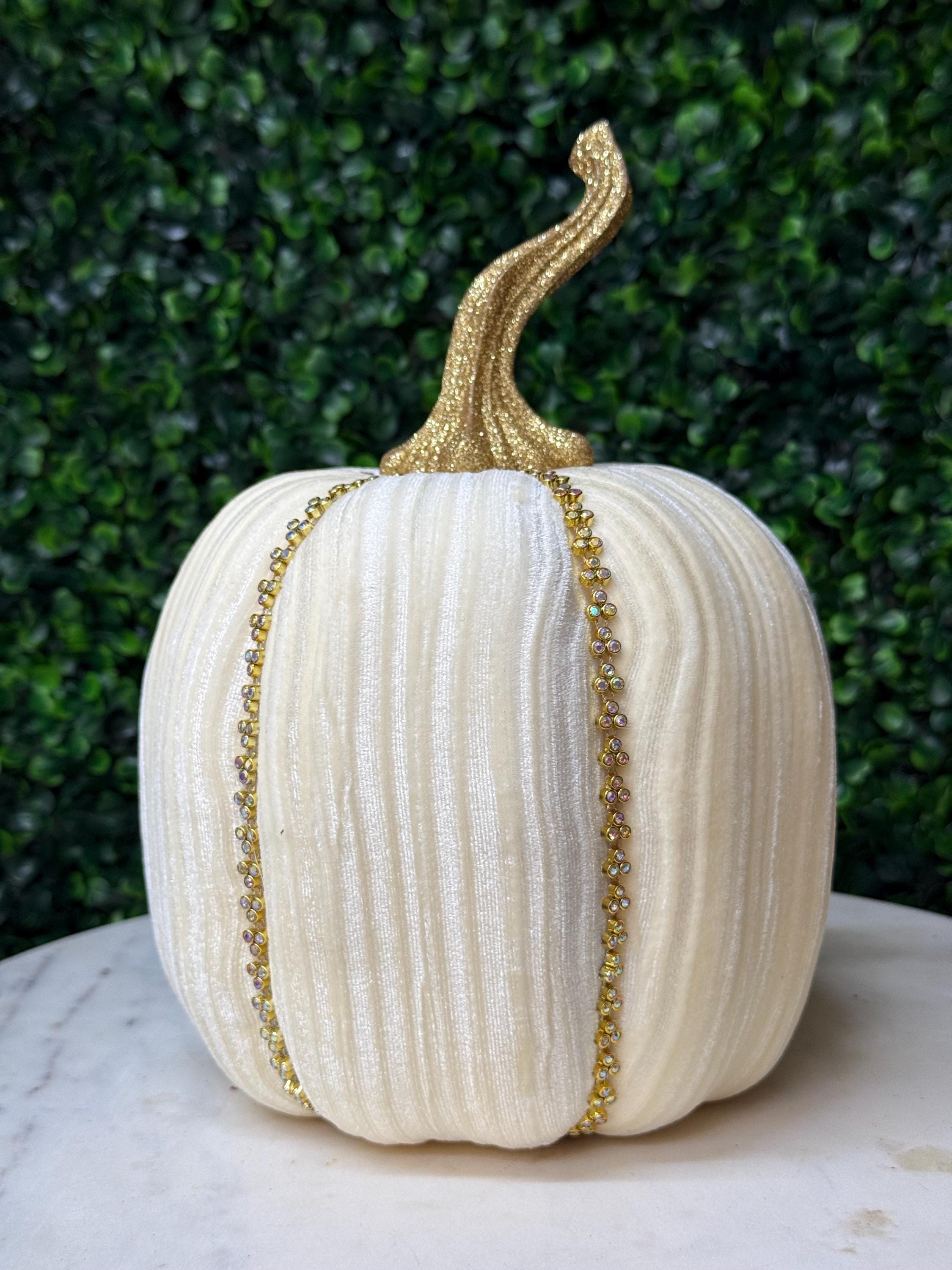 Mark Roberts Pink Glitter Lace & Maroon Swirl Velvet Pumpkin with Diamonds 7 inch - TALL