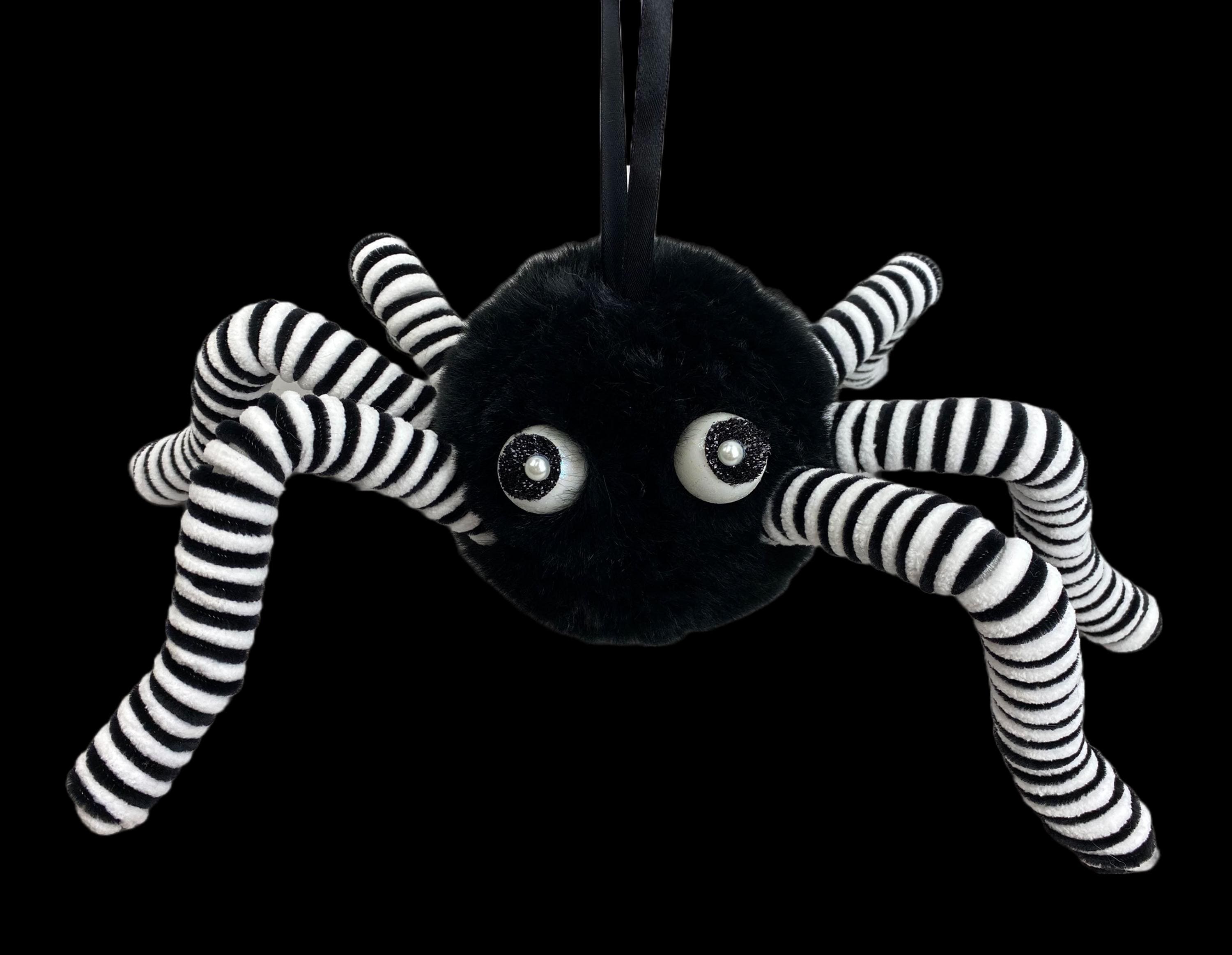 Black and White Plush Furry Spider