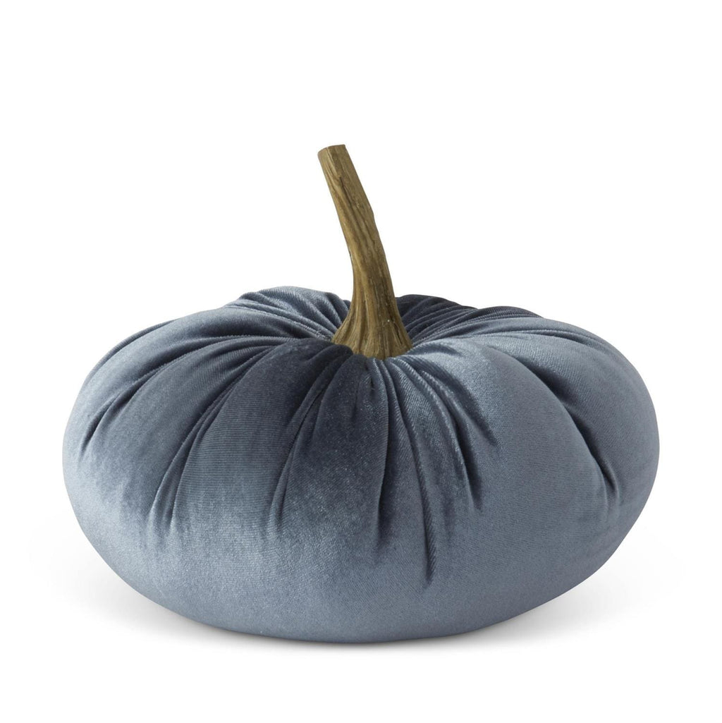 6.25 inch Slate Blue Velvet Stuffed Pumpkin