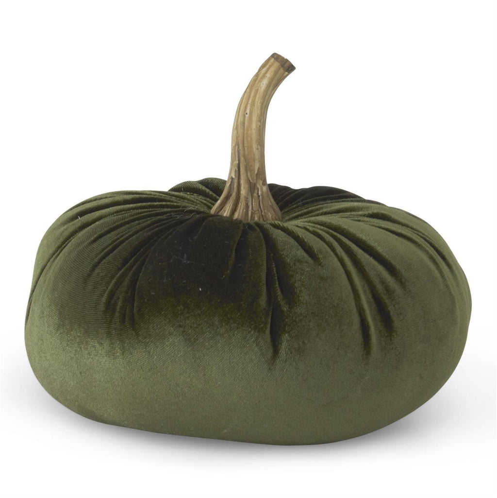 6.25 inch Dark Green Velvet Stuffed Pumpkin