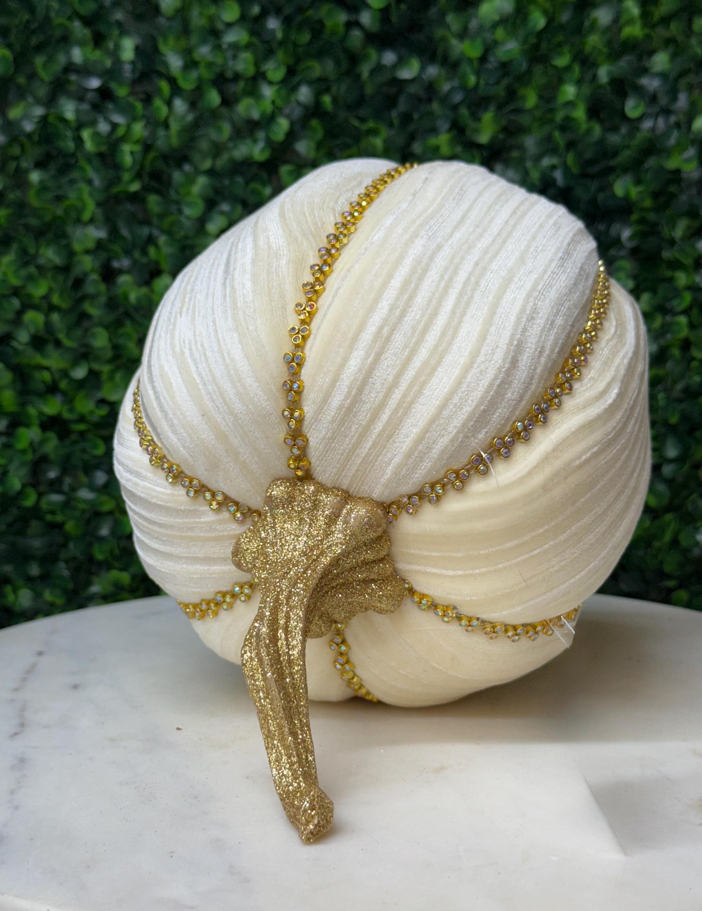 Mark Roberts Pink Glitter Lace & Maroon Swirl Velvet Pumpkin with Diamonds 7 inch - TALL