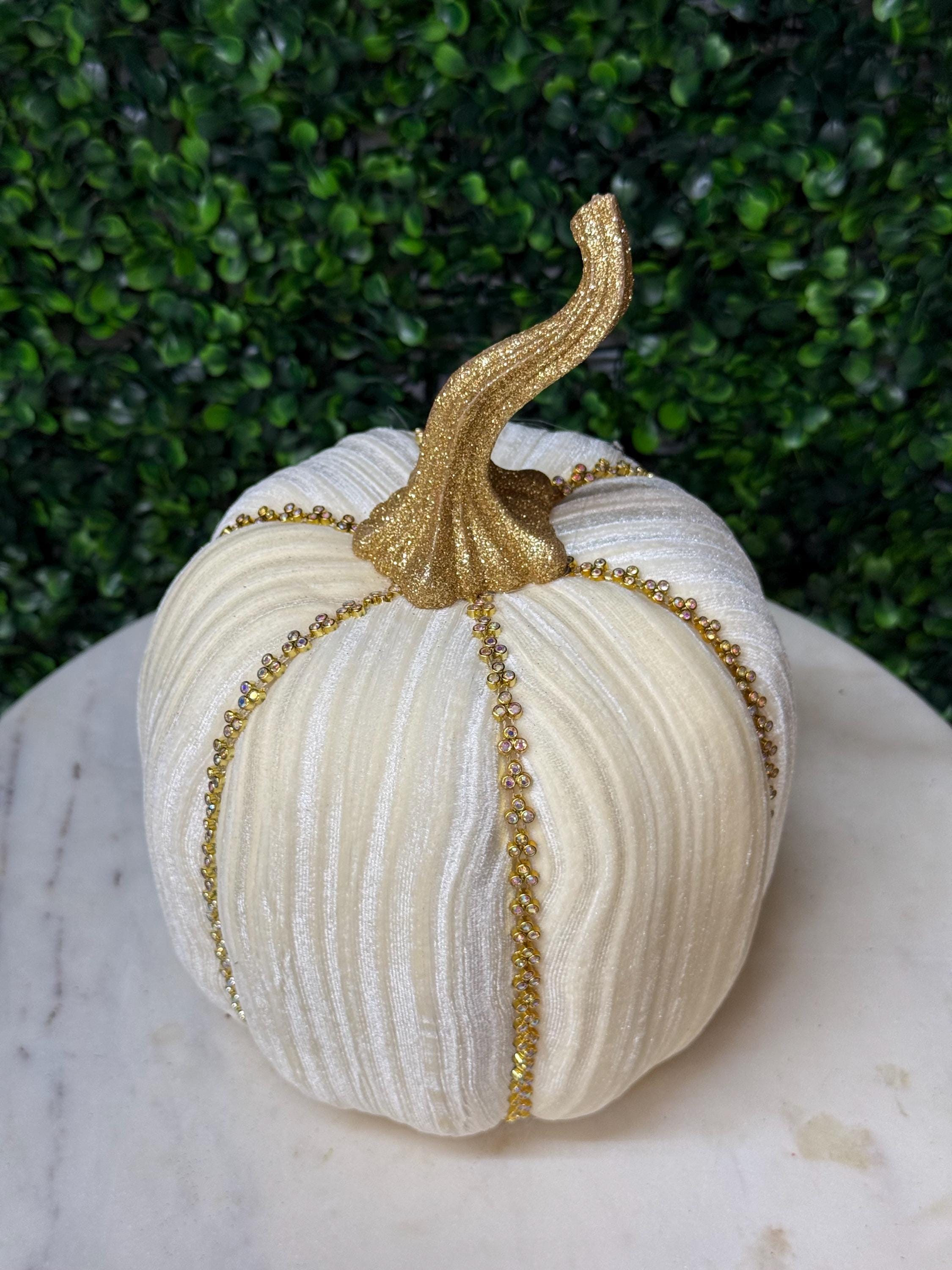 Mark Roberts Pink Glitter Lace & Maroon Swirl Velvet Pumpkin with Diamonds 7 inch - TALL