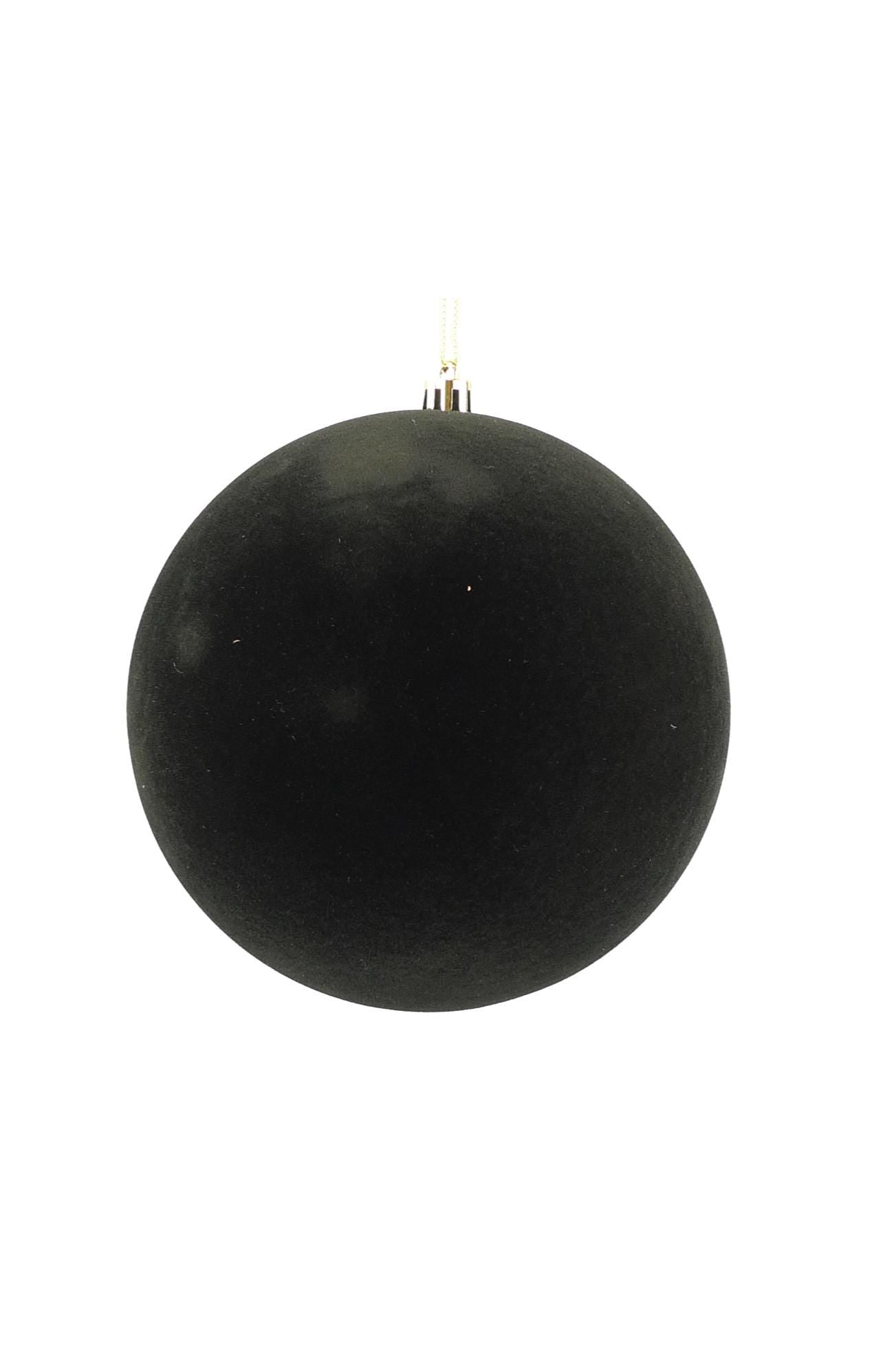 6 inch Black Flocked Ball Ornament - 150mm