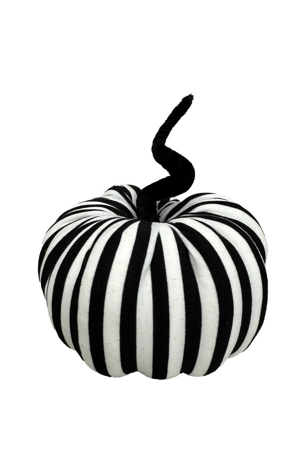 Black and White Fabric Stripe Pumpkin 8in wide x 7in tall