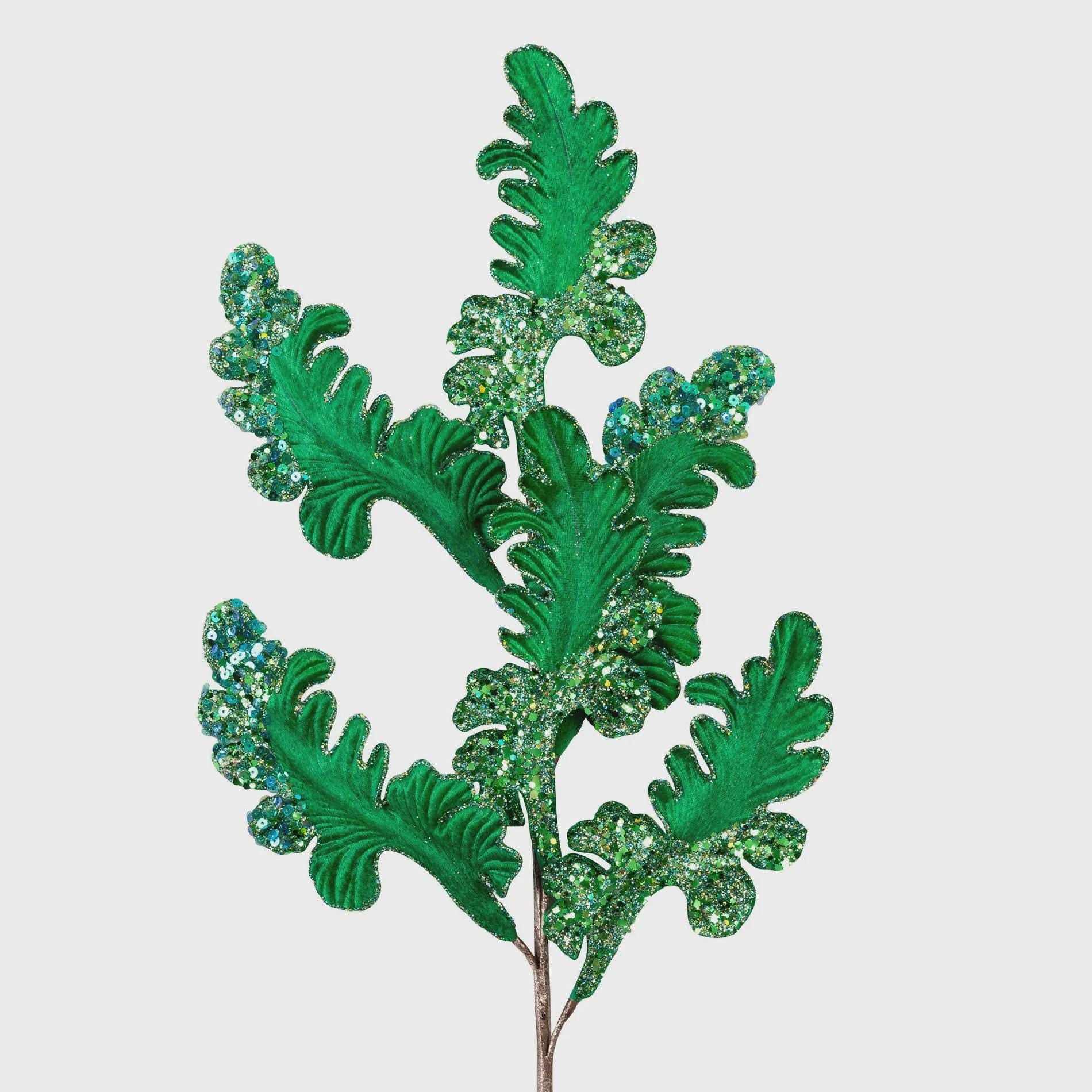 Emerald Green Velvet Acanthus Leaf - 28 inch