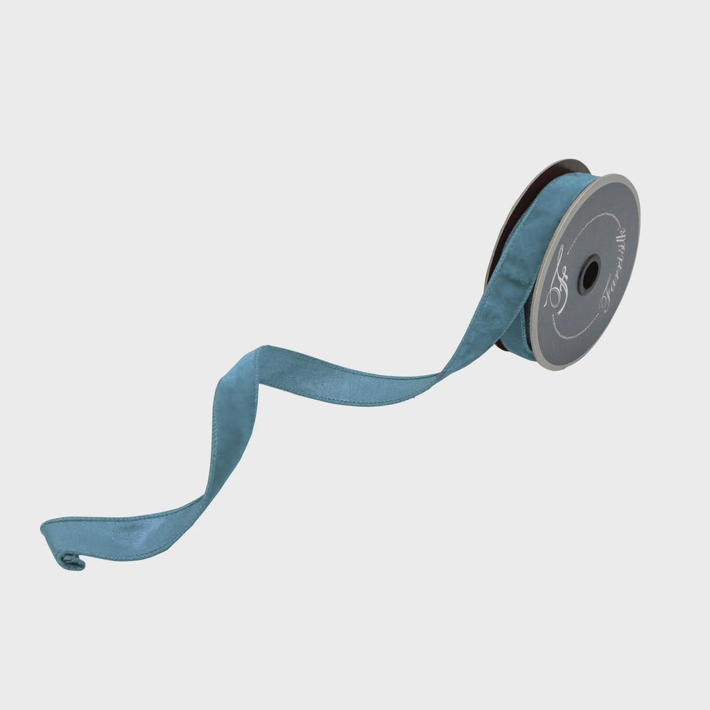 1 Inch Steel Blue Velvet Luster - Farrisilk ~ 10 yards ~ Wired