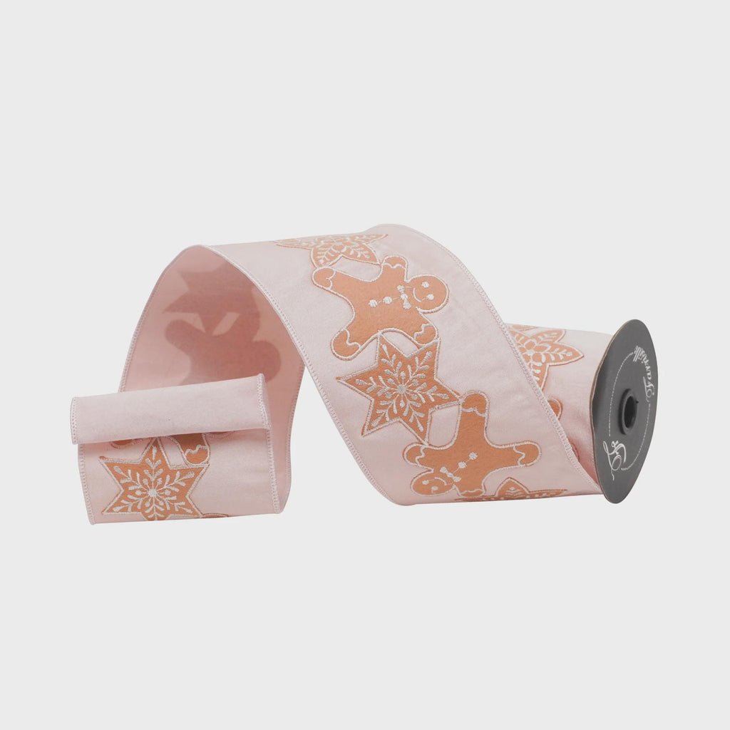 Happy Cookies Gingerbread Christmas Ribbon~ 4 inch ~ 5 yards ~ Wired ~ Farrisilk