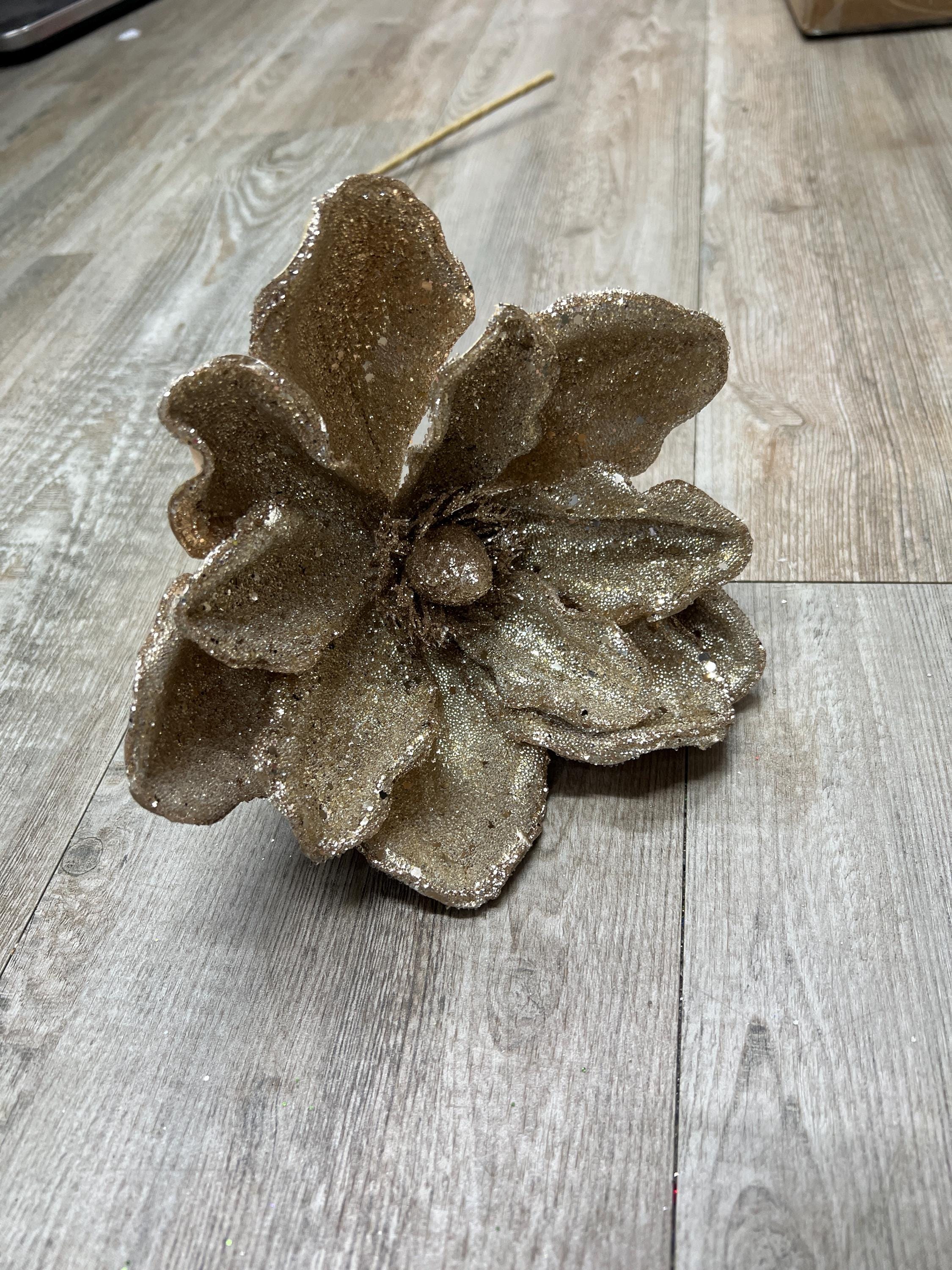 Micro Beaded Gold Magnolia Stem - 24inch