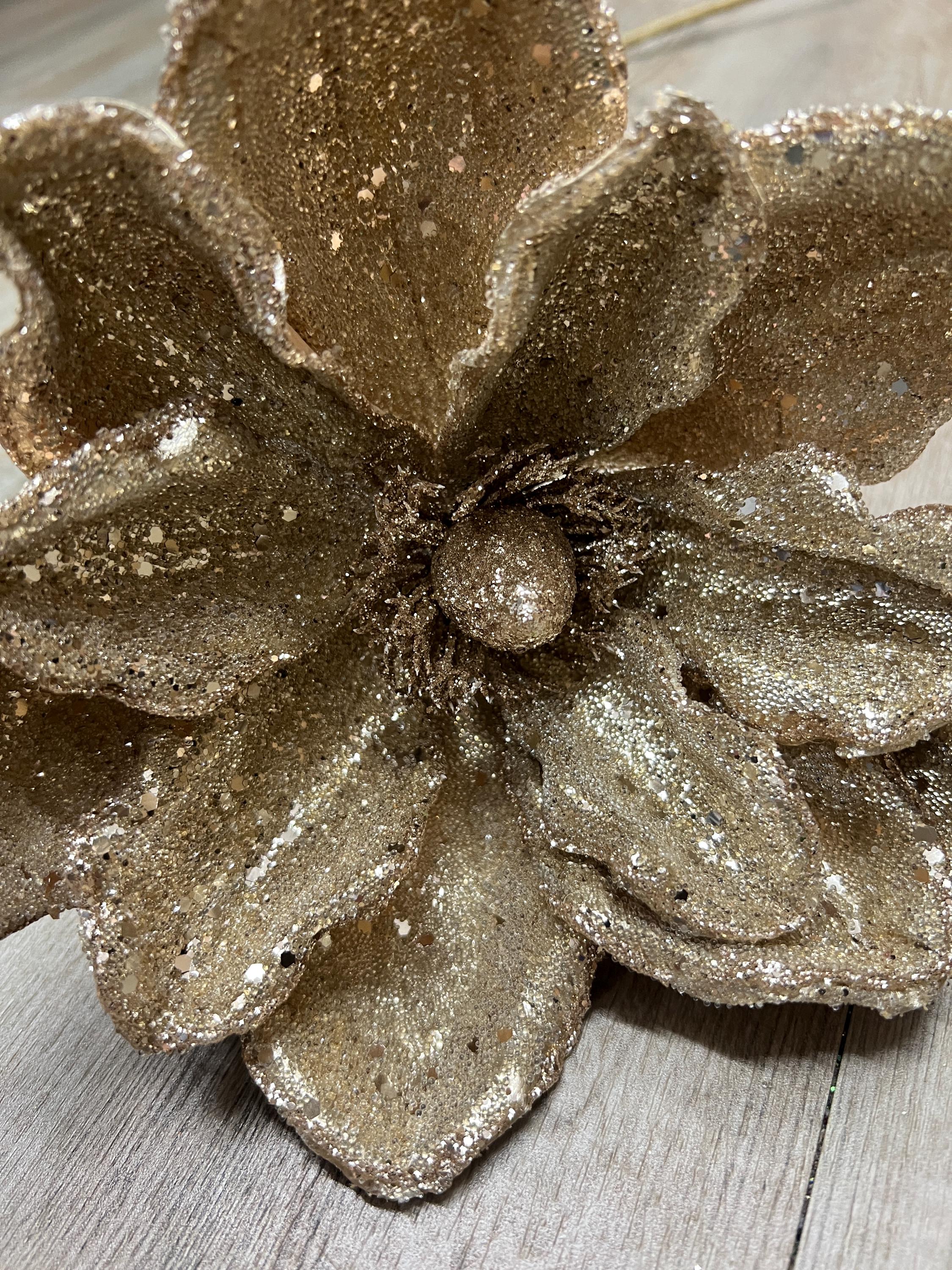 Micro Beaded Gold Magnolia Stem - 24inch