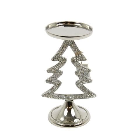 Silver and Crystal Jewel Tree Candleholder ~ 10.25 inch