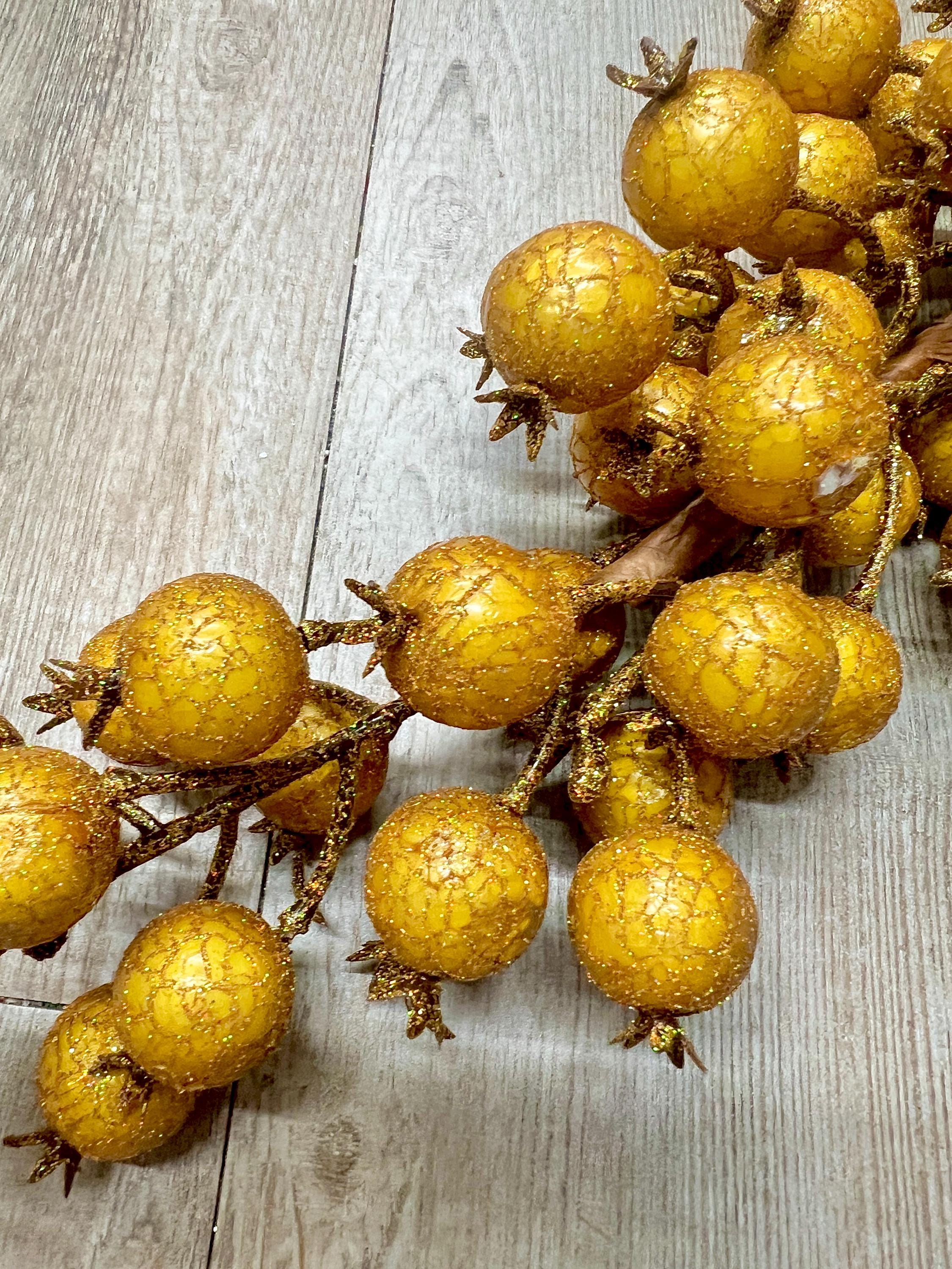 Gold Crackle Berry Spray - 26 inch - 1 inch Berry