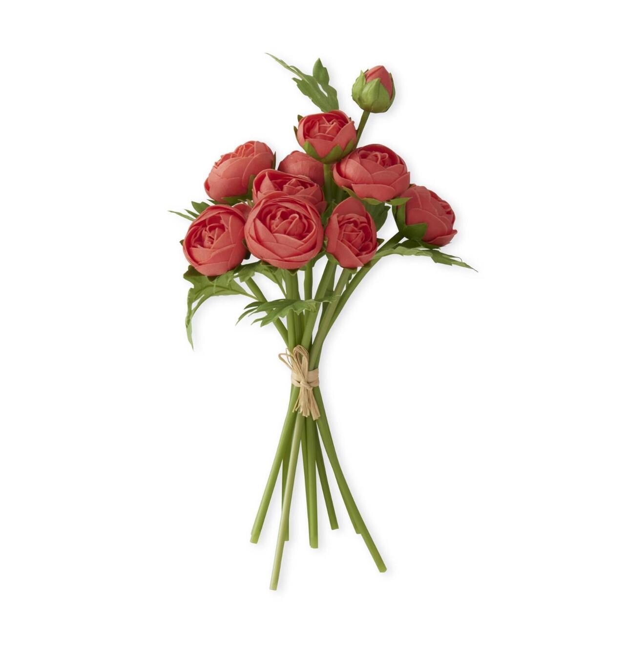 Coral Real Touch Ranunculus Bundle ~ 10 stems ~ 15 Inch
