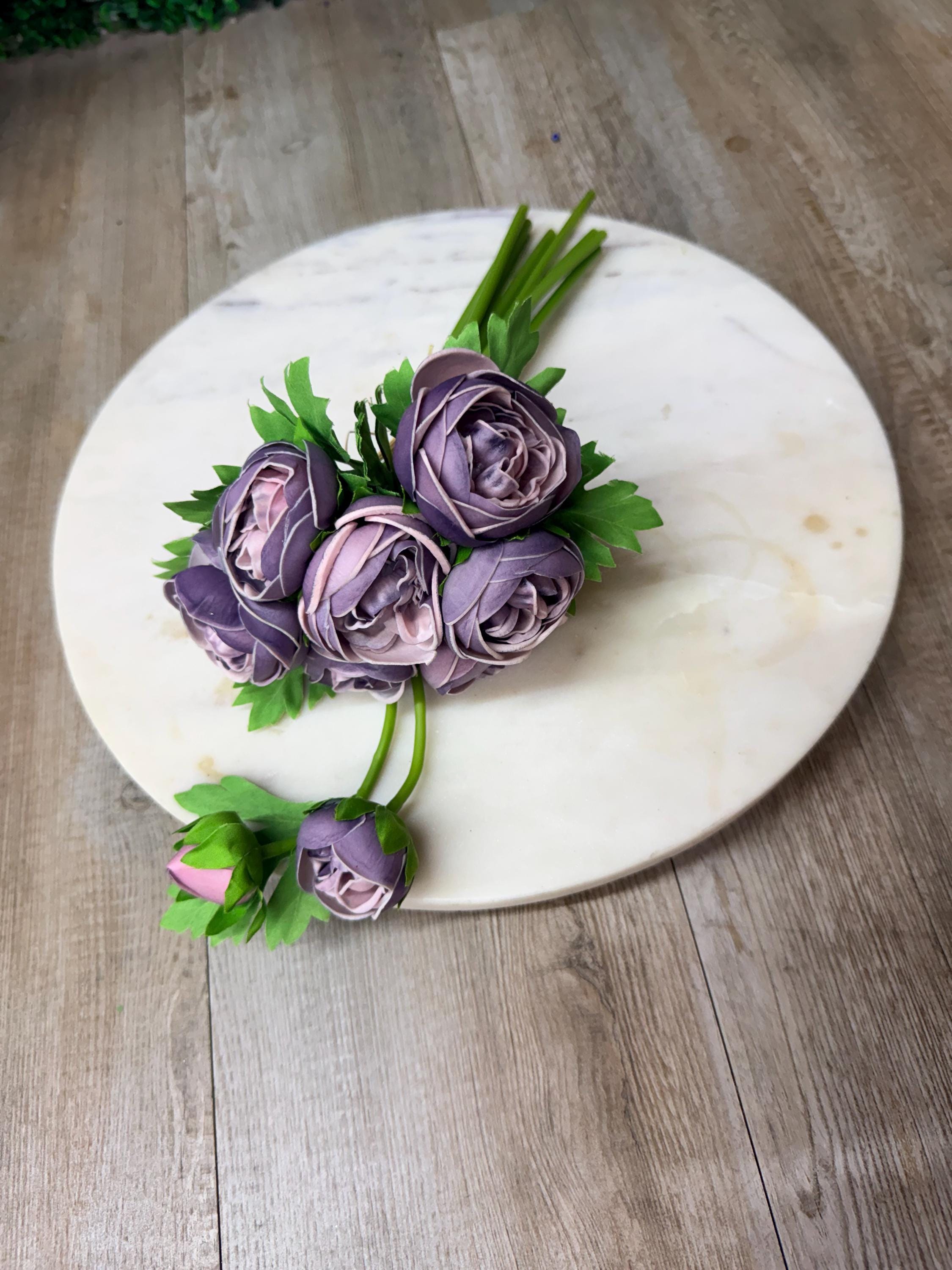 Purple Real Touch Ranunculus Bundle ~ 10 stems ~ 15 Inch