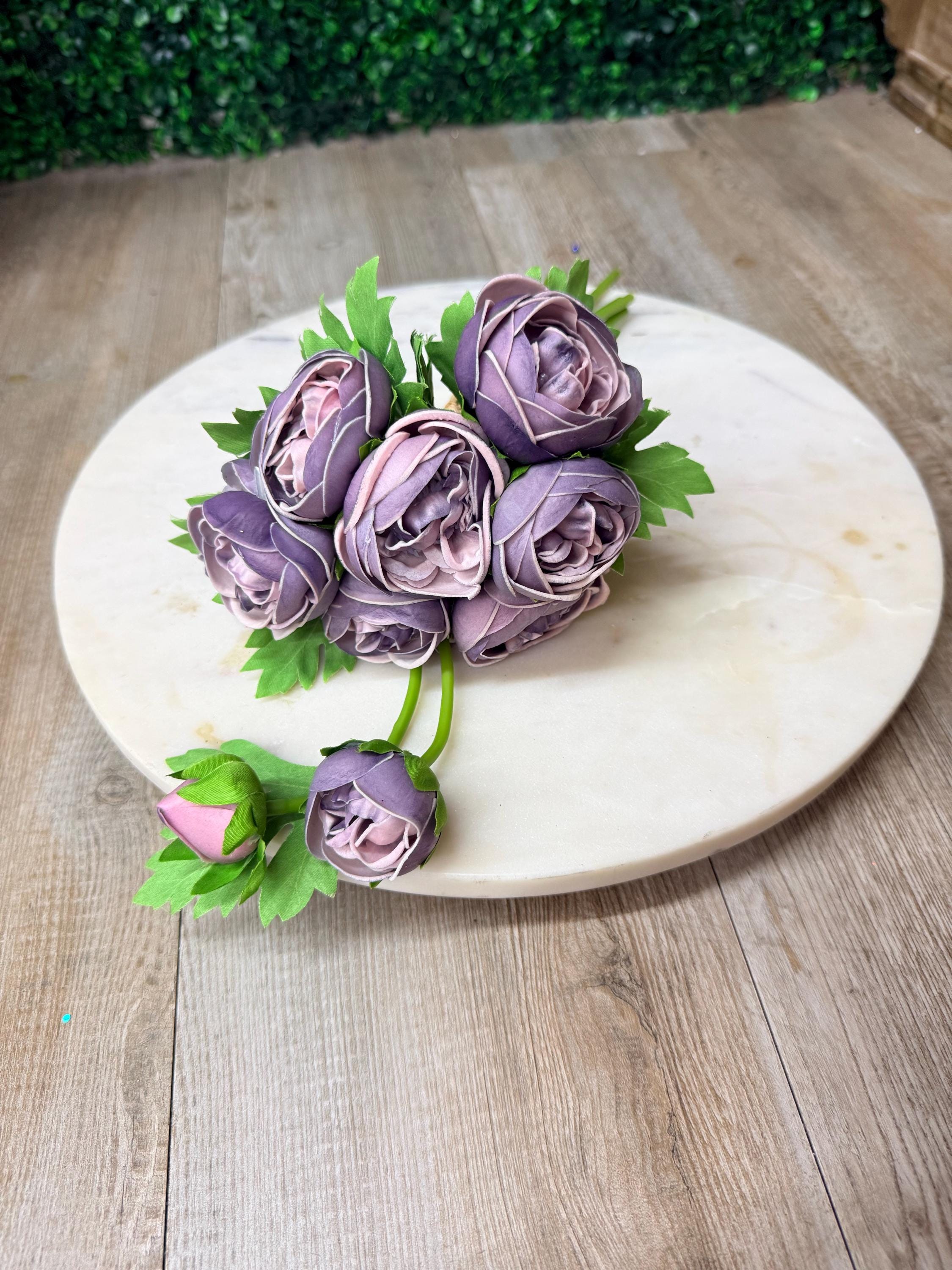 Purple Real Touch Ranunculus Bundle ~ 10 stems ~ 15 Inch