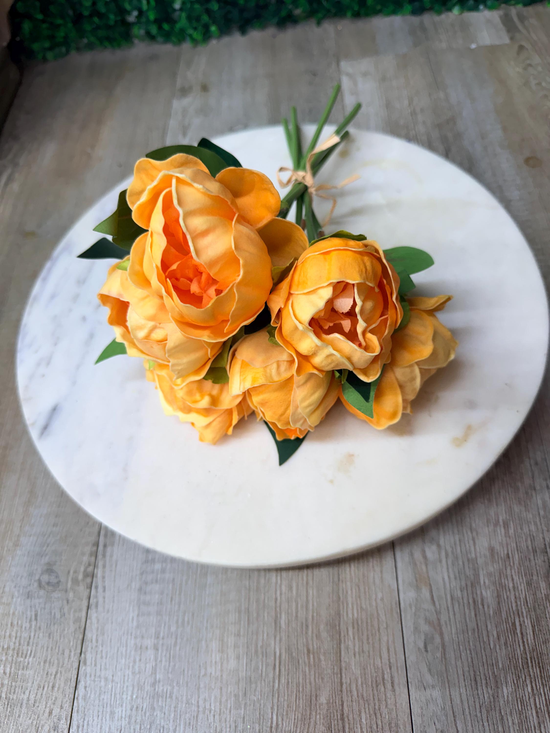 Peach Real Touch Peony Bundle ~ 12 Inch ~ 6 Stems