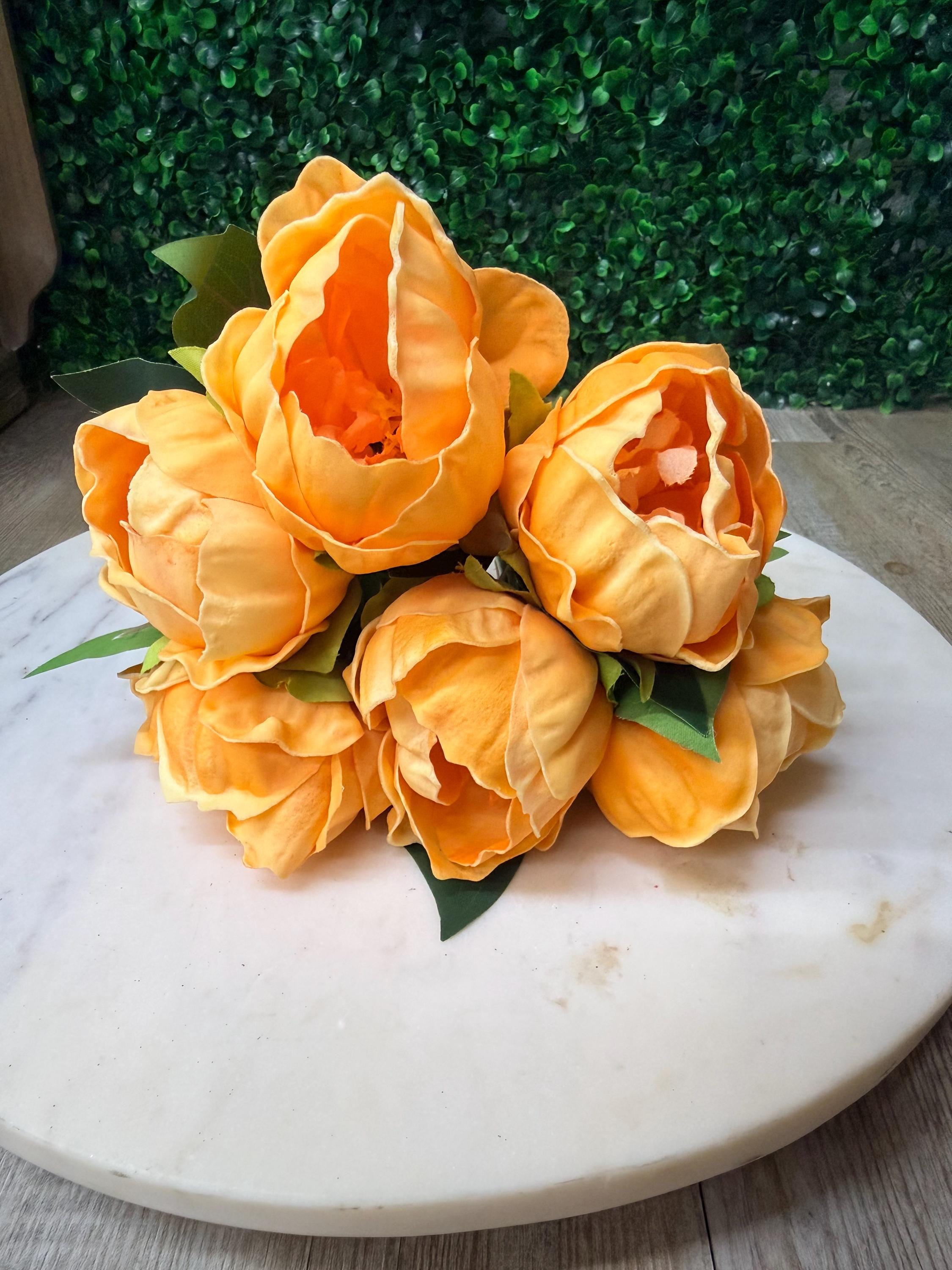 Peach Real Touch Peony Bundle ~ 12 Inch ~ 6 Stems