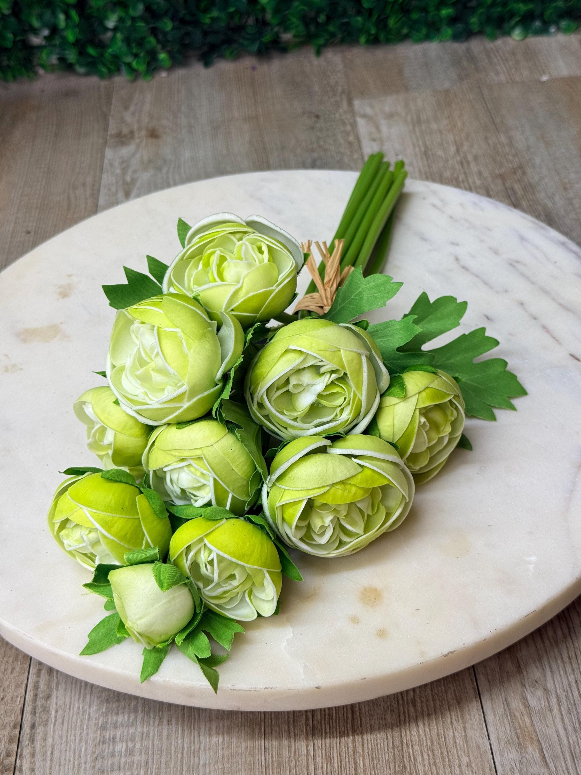 Green Real Touch Ranunculus Bundle - 10 stems - 15 inch