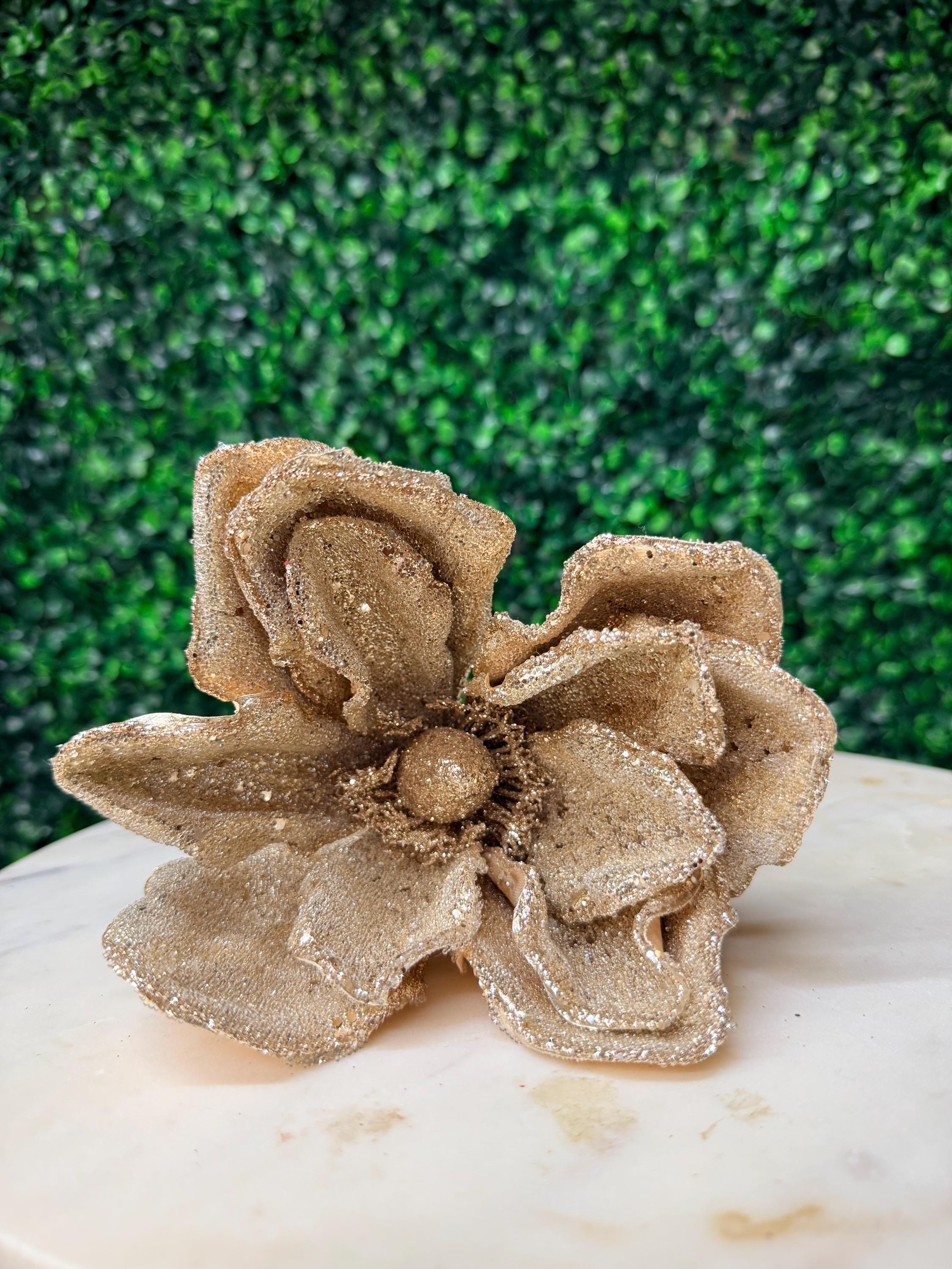 Micro Beaded Gold Magnolia Stem - 24inch