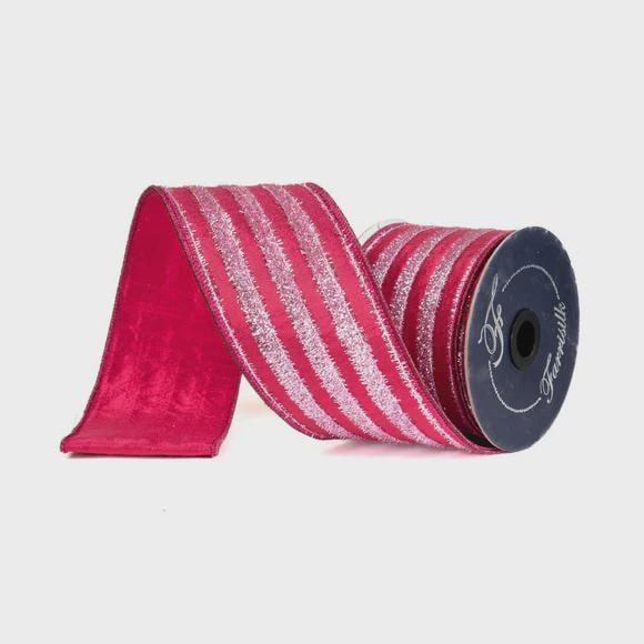 2.5 Inch Hot Pink & Light Pink Twinkling Tinsel Ribbon ~ 5 Yards ~ Wired