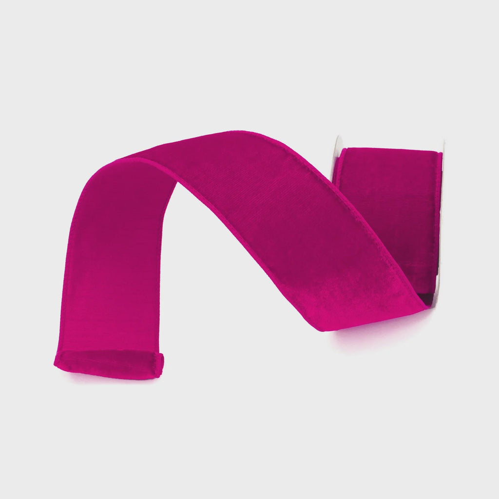 2.5 Inch Hot Pink Velvet Ribbon ~ 10 Yards ~ Wired