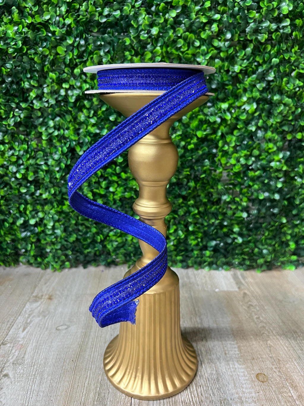 3/4 Inch Royal Blue Jeweled Ribbon - 5 yards - Wired