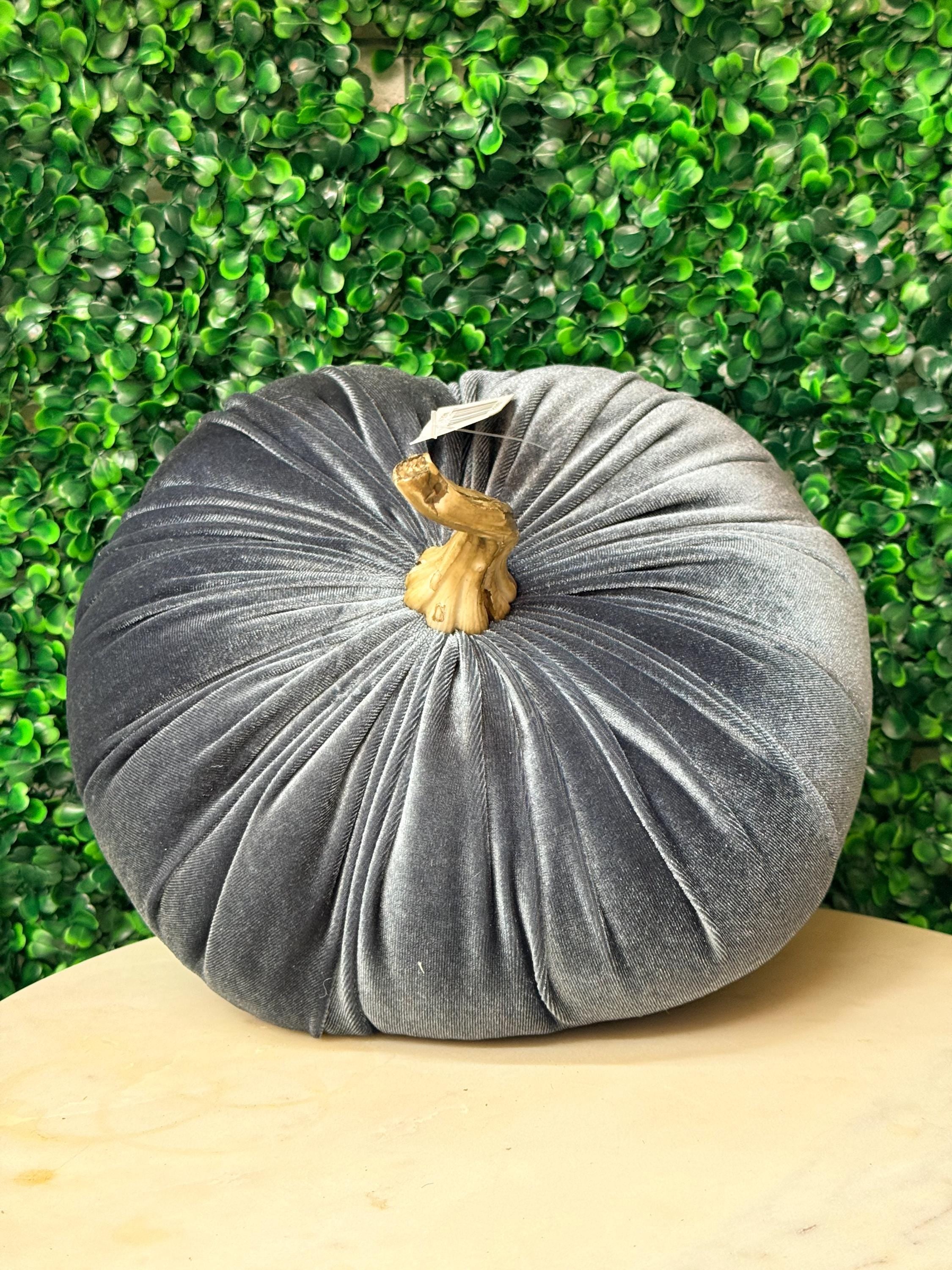 7.25 inch Slate Blue Velvet Stuffed Pumpkin