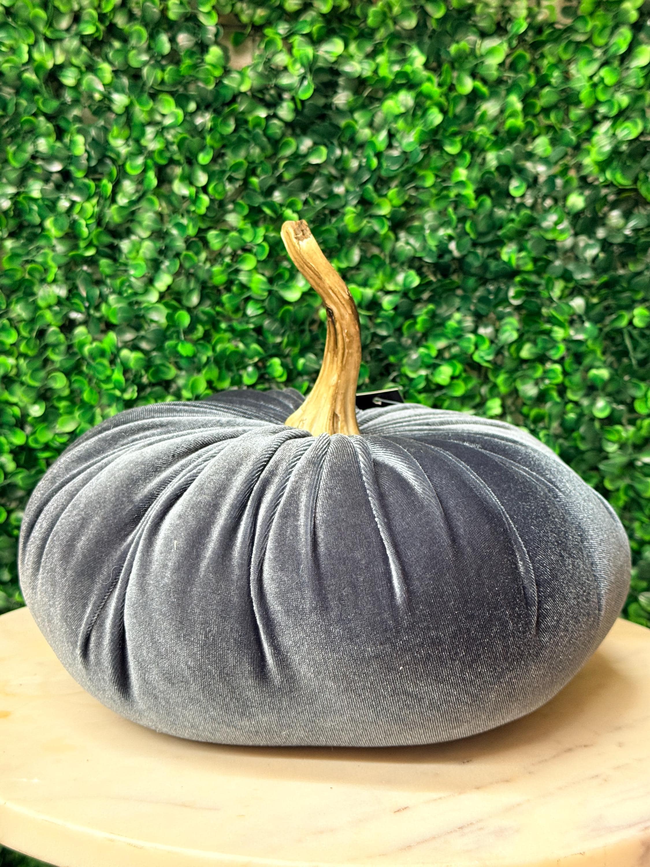 7.25 inch Slate Blue Velvet Stuffed Pumpkin