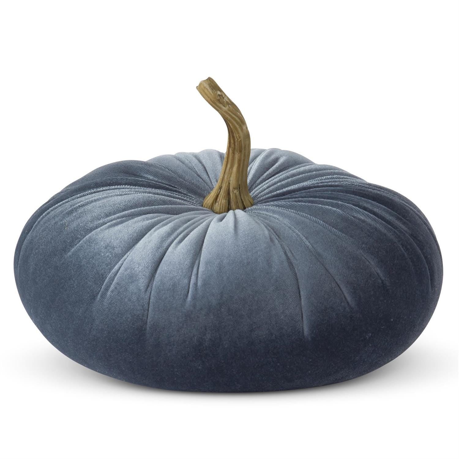 7.25 inch Slate Blue Velvet Stuffed Pumpkin