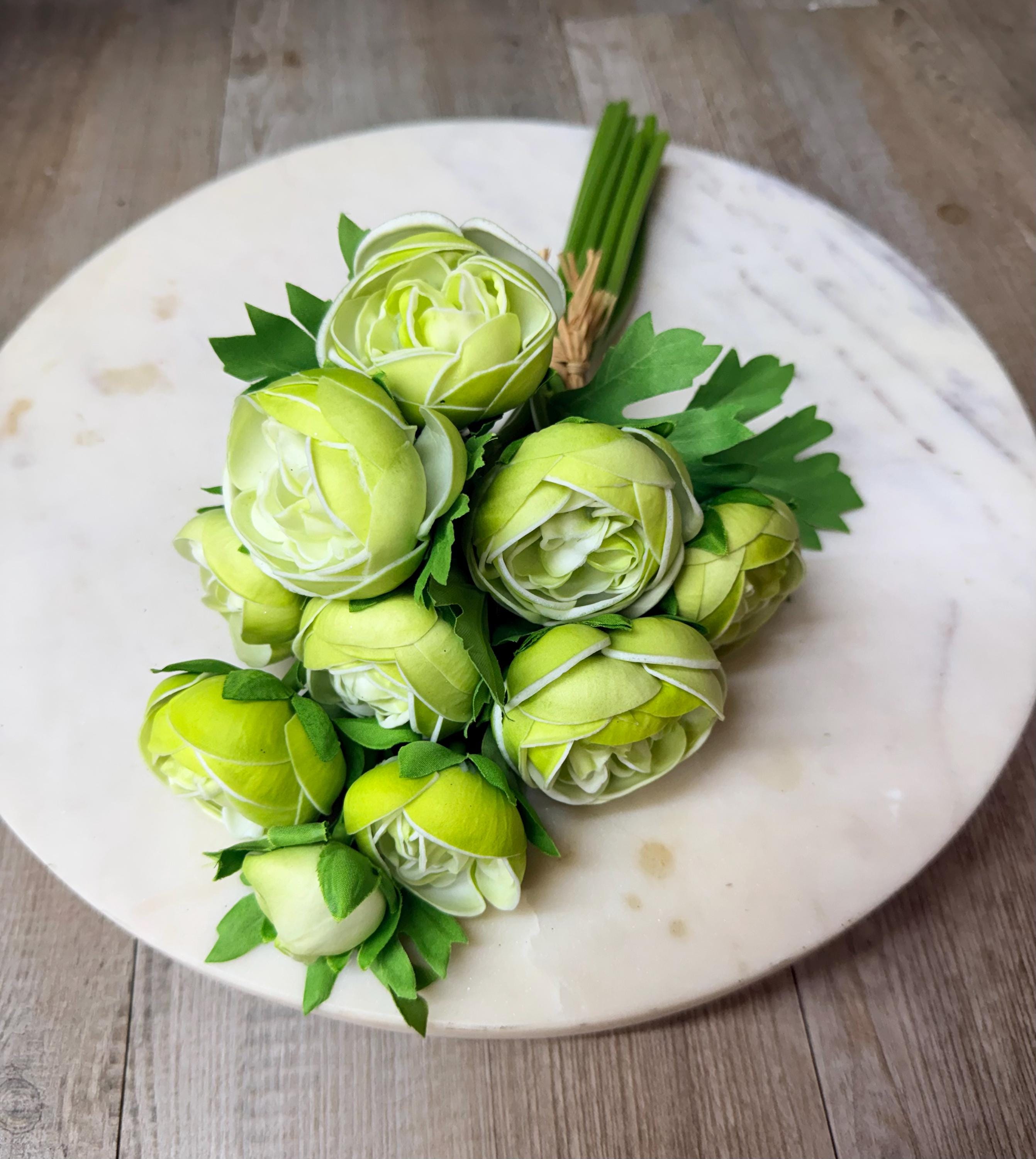 Green Real Touch Ranunculus Bundle - 10 stems - 15 inch