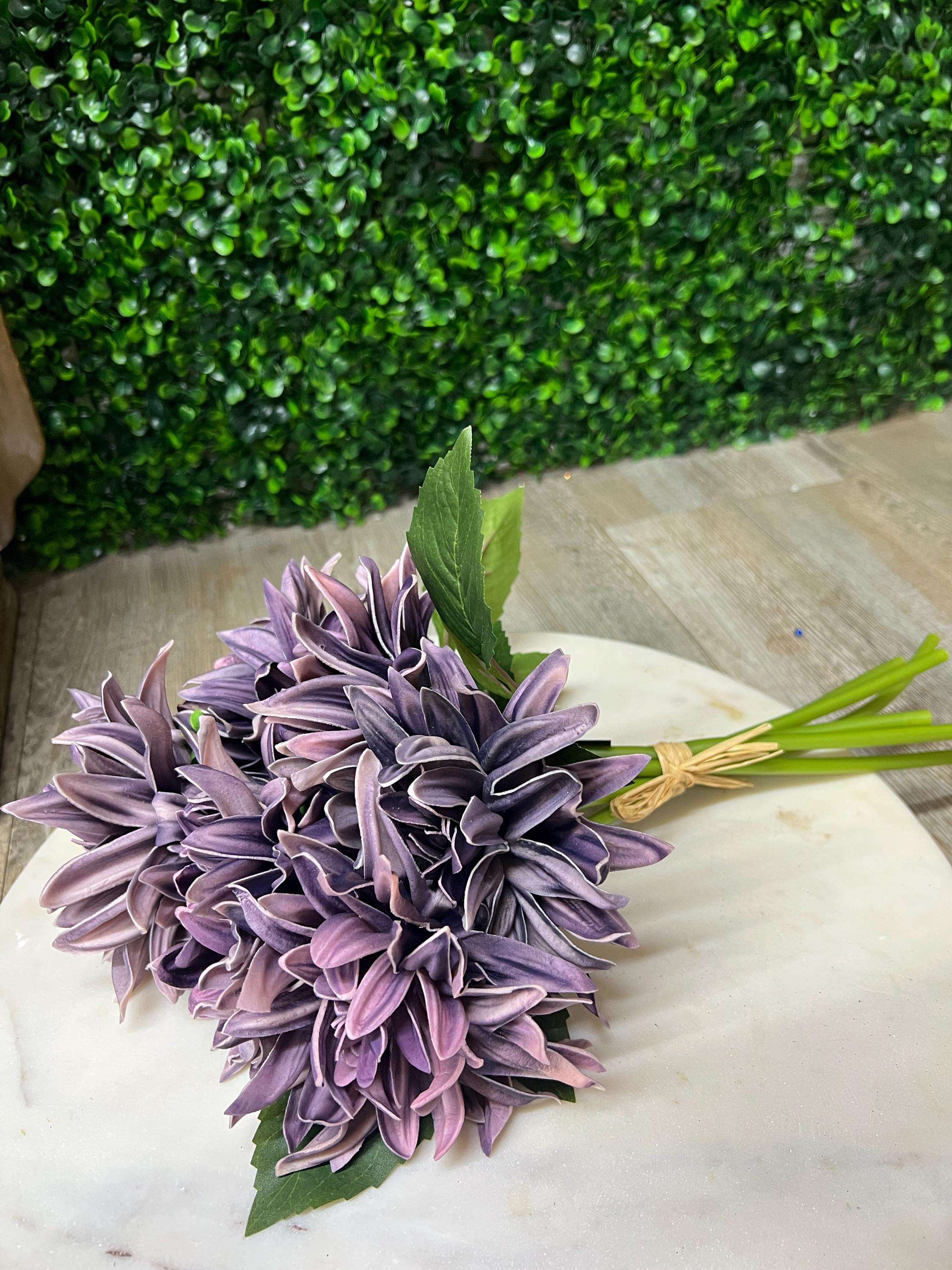 Purple Real Touch Dahlia Bundle ~ 6 stems ~ 12 Inch