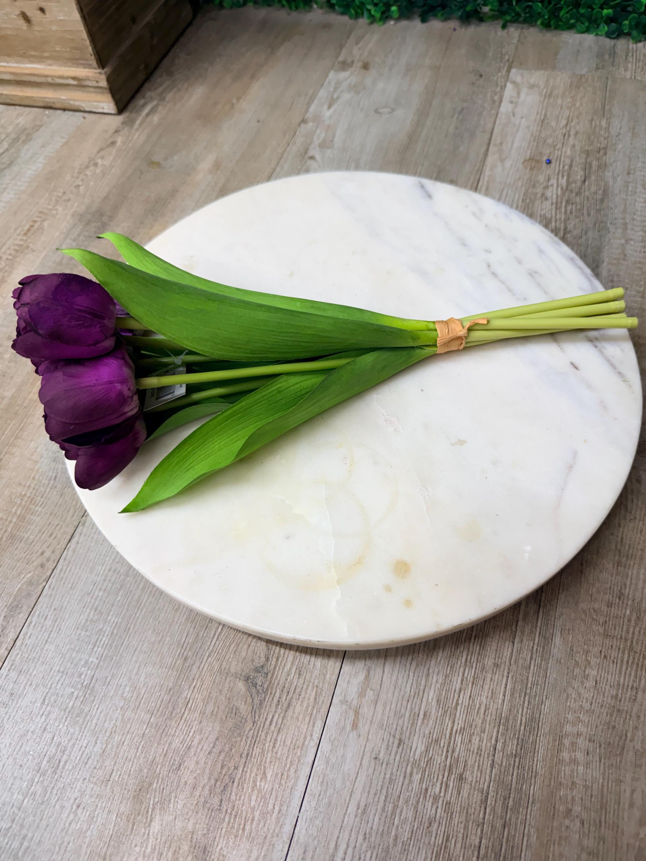 Dark Purple Real Touch Tulip Bundle - 6 Stems - 13 Inch