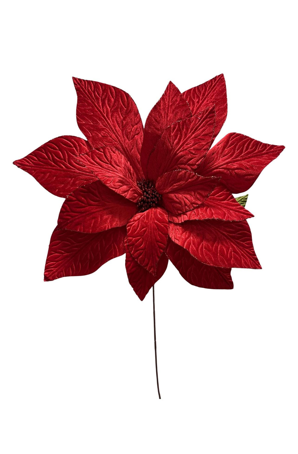 XL Red Velvet Poinsettia Stem ~ 38in