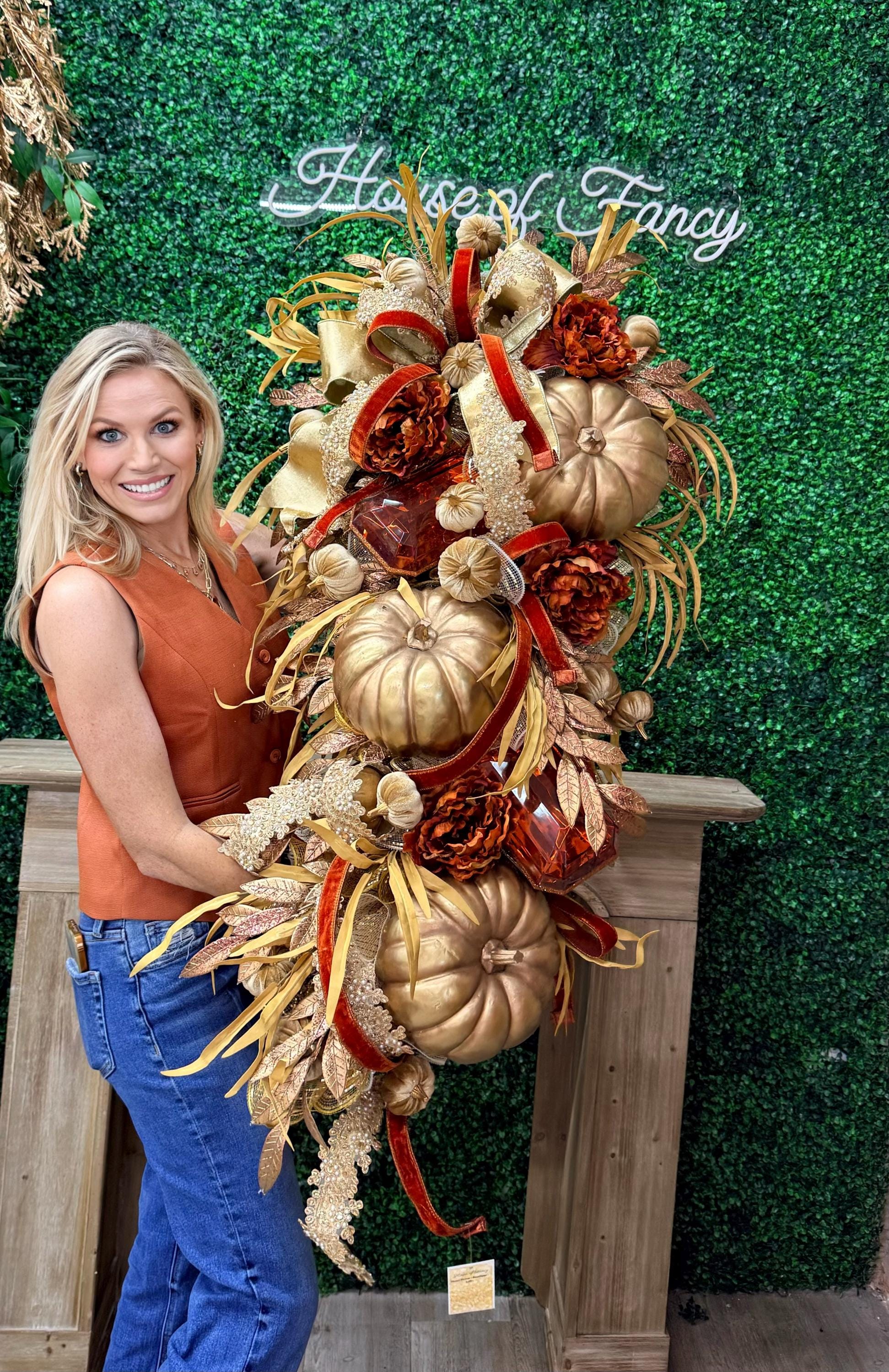 XL Gold and Copper Fall Pumpkin Swag