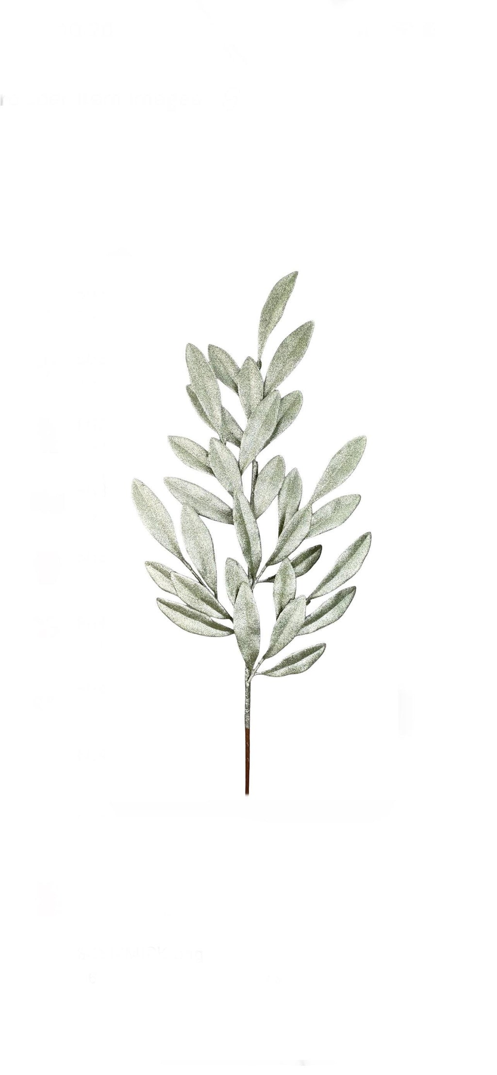 Mint Green Glitter Laurel Leaf Spray ~ 27inch