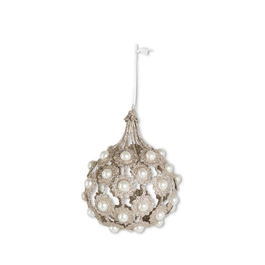 Champagne Pearl Drop Ornament ~6in tall x 4in wide
