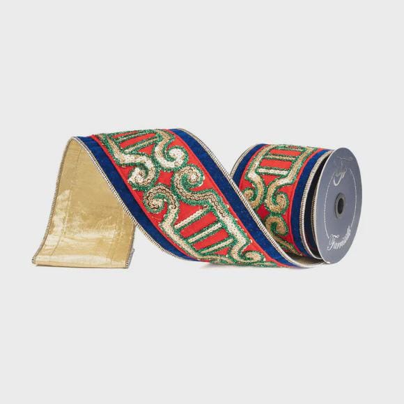 4 inch Plush Nutcracker Ribbon ~ Wired ~ 5 Yards