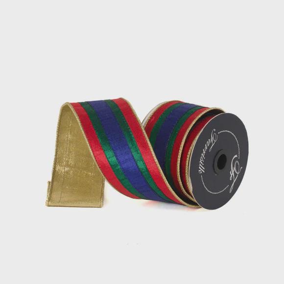 2.5 Inch Classic Nutcracker Stripe Ribbon~ 10 yards ~ Wired