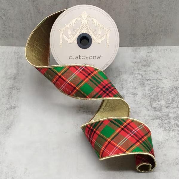 2.5 inch Asher Tartan Plaid Ribbon ~ Wired ~ 10 Yards