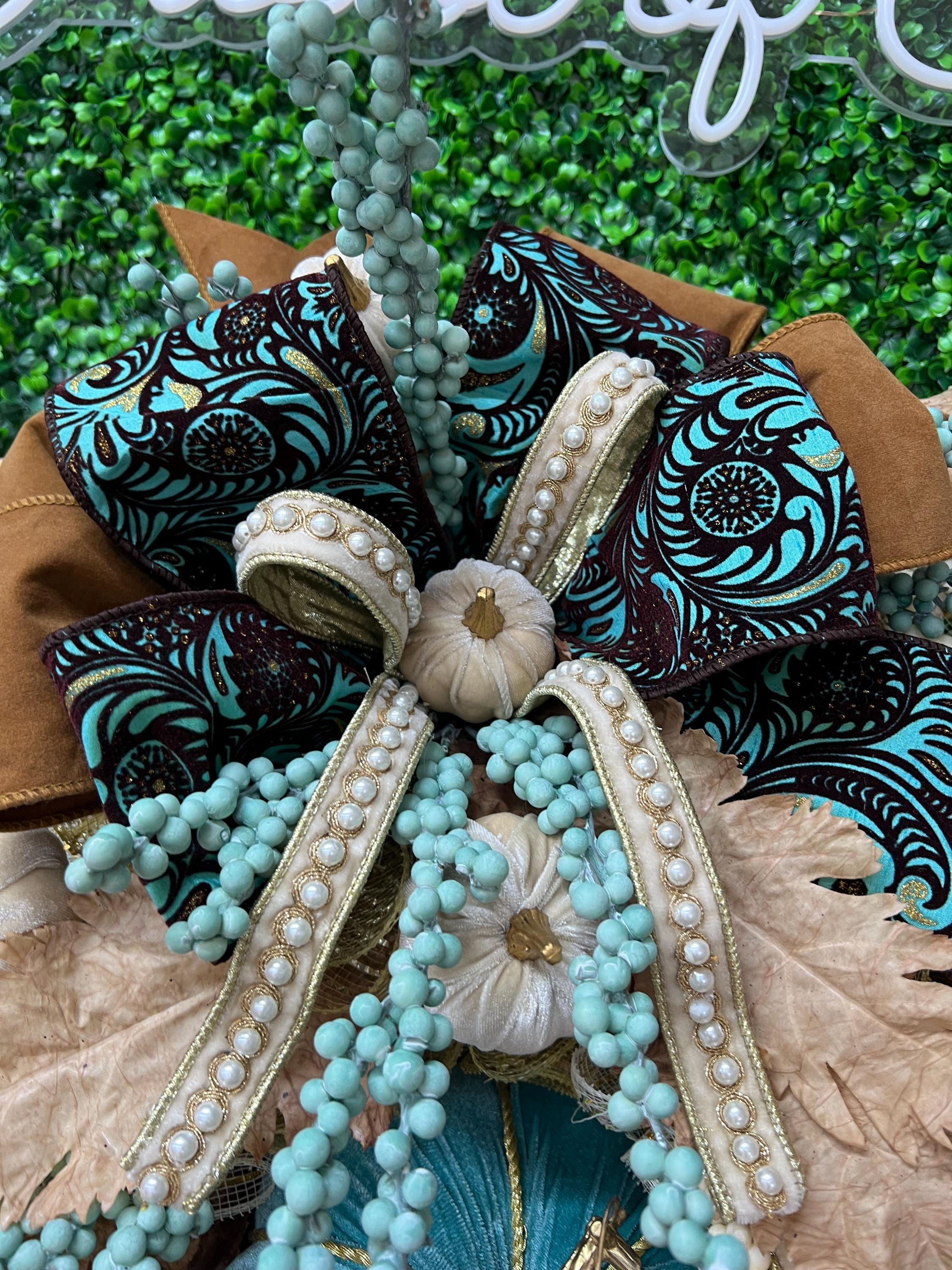 Turquoise Pumpkin Fall Wreath