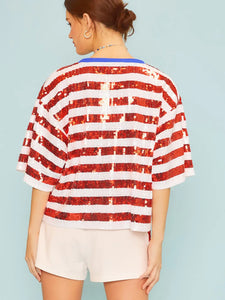 Patriotic Sequin Crop Top