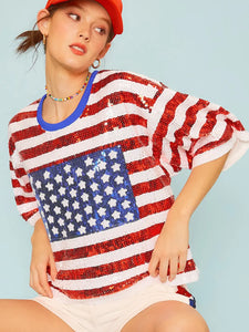 Patriotic Sequin Crop Top