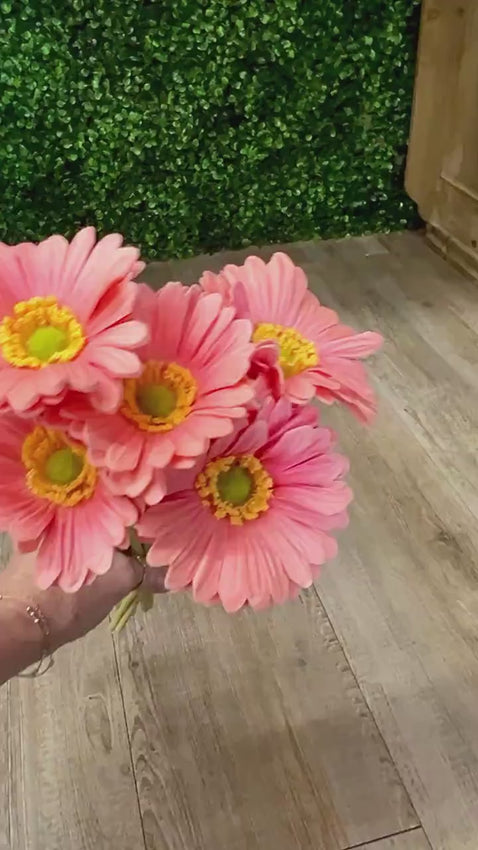 Pink Gerbera Daisy Bundle ~ 5 Flowers ~ 13.5 inch