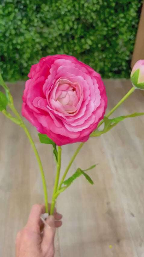 Hot Pink Real Touch Ranunculus Spray ~ 19 Inch